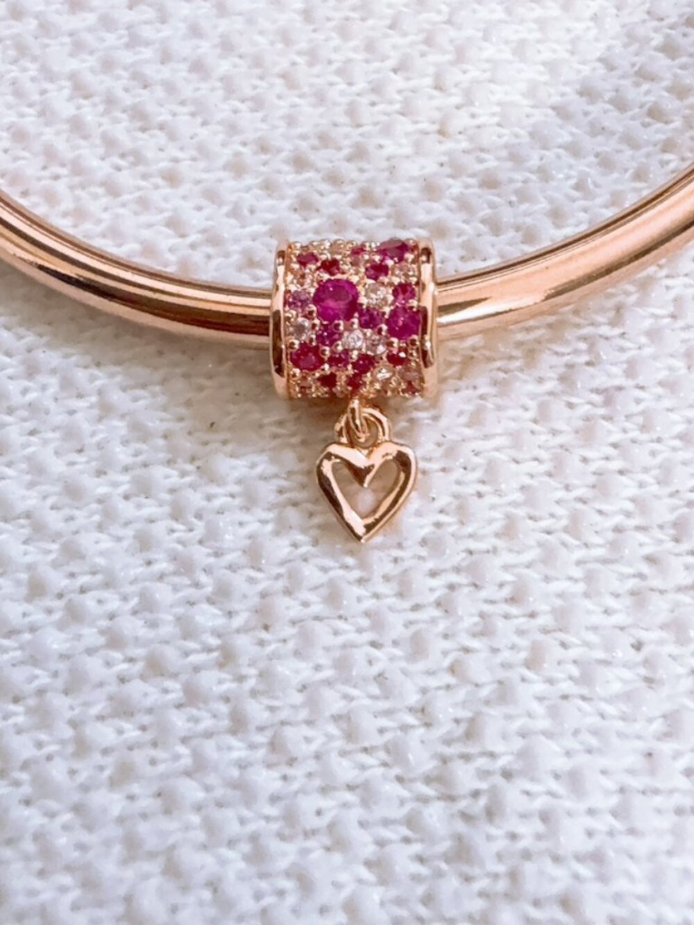 Pave Freehand Heart Barrel Charm For Pandora Bracelet Necklace